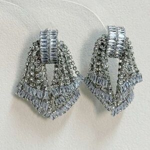 Elegant Silver Crystal Drop Earrings